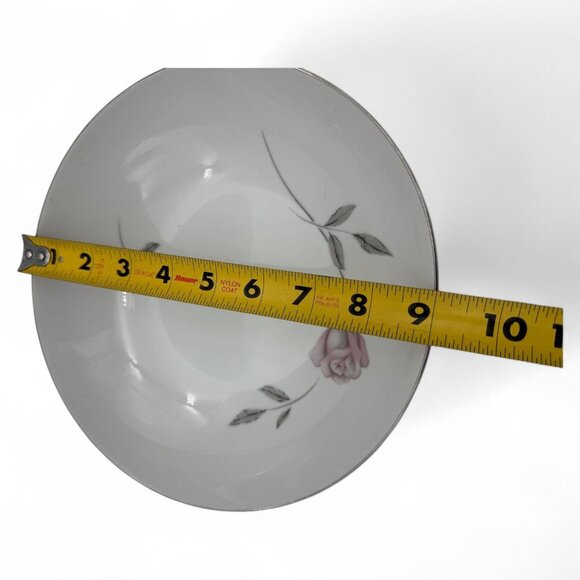 Mikasa Primrose 8194 Fine China Serving Bowl 9" With Pink Rose & Silver Trim - Picture 7 of 8